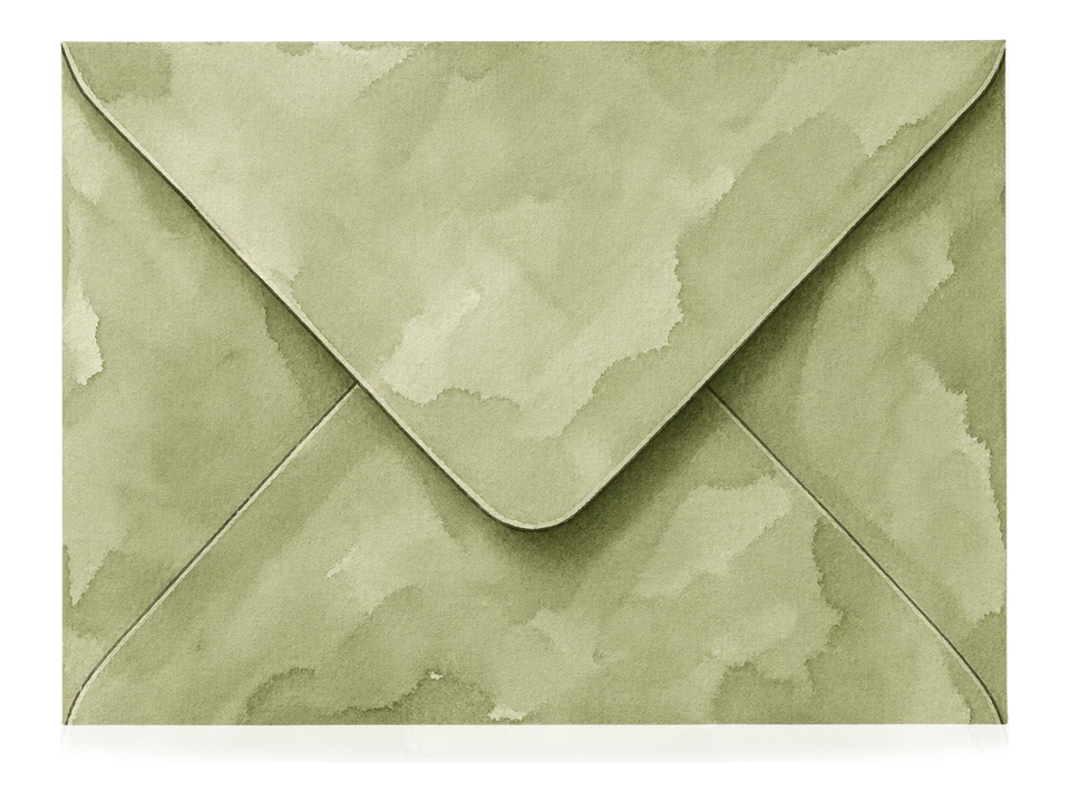 Green wedding invitation envelope